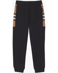 Burberry - Check Panel Jogging Pants - Lyst