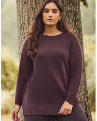 Live Unlimited London - Chocolate Crew Neck Longline Knit Jumper - Lyst