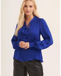 Gini London - Royal Tie Neck Long Sleeve Top - Lyst