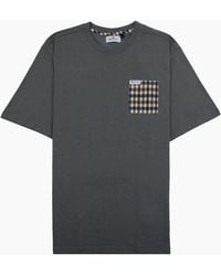 Aquascutum - Active Club Check Pocket T Shirt Charcoal - Lyst