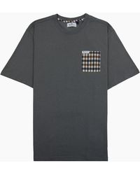 Aquascutum - Active Club Check Pocket T Shirt Charcoal - Lyst