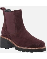Hush Puppies - Gaia Leather Plum Heeled Chelsea Boots - Lyst