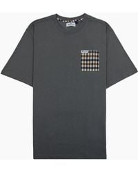 Aquascutum - Active Club Check Pocket T Shirt Charcoal - Lyst