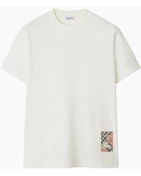 Burberry - Check-Logo Patch Cotton T-Shirt - Lyst