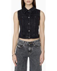 DIESEL - De-Slimmy-Sm Denim Waistcoat Sleeveless Trucker Tops Vest Gilet - Lyst