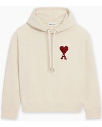 Ami Paris - Ami Moonlight Cotton 'Ami De Coeur' Heavy Loopback Hoodie - Lyst
