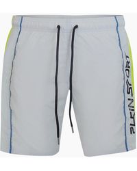 Philipp Plein - Plein Sport Vertical Logo Long Boardshort Swim Shorts - Lyst