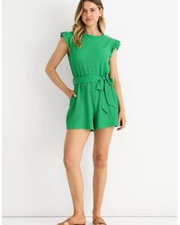 Gini London - Stretch Texture Frill Elasticated Waist Playsuit - Lyst