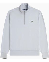 Fred Perry - Half Zip Sweatshirt Dusky/Ecru/Laurel Wreath - Lyst