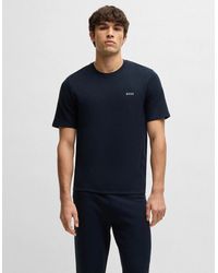 BOSS - Boss Waffle Cotton-Blend Pyjama T-Shirt With Embroidered Logo Nos - Lyst