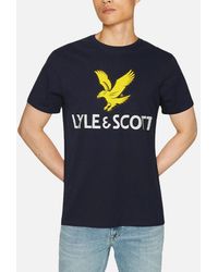 Lyle & Scott - Lyle & Scott Graphic T Shirts Short Sleeve Glitch Printed Summer Cotton Tee - Lyst