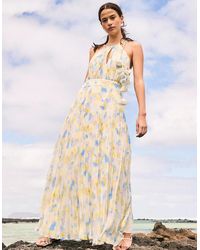Ro&zo - Allegra Watercolour Floral Pleated Maxi Dress - Lyst