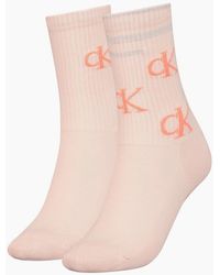 Calvin Klein - Jeans 2-Pack Scattered Logo Sports Socks, Light Almond - Lyst