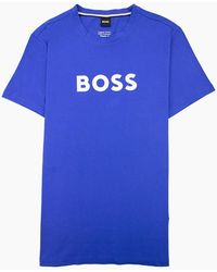 BOSS - Organic-Cotton T-Shirt With Contrast Logo Elec - Lyst