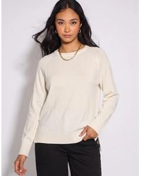 Gini London - Ivory Crew Neck Fine Knit Oversized Jumper - Lyst