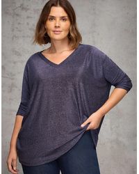 Live Unlimited London - Sparkle Jersey V Neck Top - Lyst