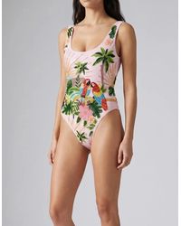 Oceanus - Maya Scoop Back Tropical Swimsuit - Lyst