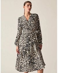 James Lakeland - And Cream Animal Print Ruffle Wrap Midi Dress - Lyst