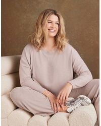 Live Unlimited London - Oatmeal Supersoft Round Neck Top - Lyst