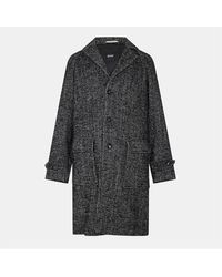 BOSS - Herringbone Tweed Coat With Flap Pocket And Button Placket - Lyst