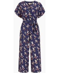 Yumi' - Crane Print Collared Culotte Jumpsuit - Lyst