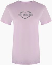 Love Moschino - Shiny Heart Logo T-Shirt - Lyst
