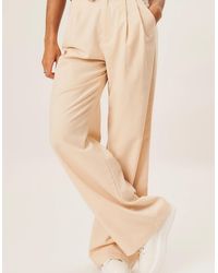 Gini London - Stone Tailored Cotton Wide Leg Trousers - Lyst