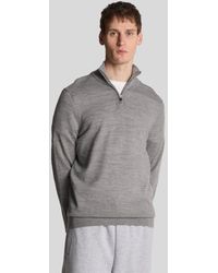 Lyle & Scott - Embroidered 1/4 Zip Merino Knit Jumper - Lyst