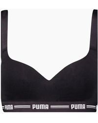 PUMA - Striped Logo Padded Bra Top - Lyst