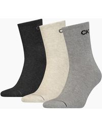 Calvin Klein - 3-Pack Combed Cotton Short Socks, Mid Melange - Lyst