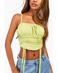 Brave Soul - Ruched Cami Vest Stretchy Crop Top Summer Beach Cropped Tops Strappy Vest - Lyst