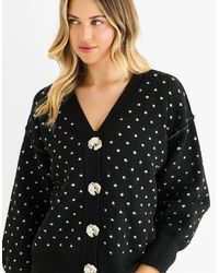 Gini London - Spot Print Button Cardigan Look Jumper - Lyst