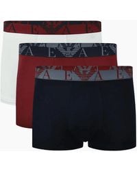 Emporio Armani - 3-Pack Stretch Cotton/ Boxer Trunks - Lyst