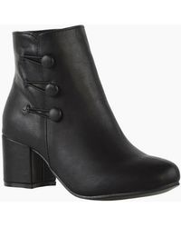 XY London - Ladies Ruth Button Low Mid Block Heel Ankle Boots - Lyst