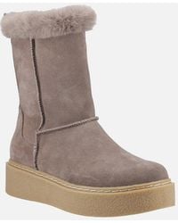 Hush Puppies - Becca Mid Suede Taupe Boots - Lyst