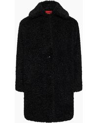 BOSS - Textured Teddy Bear Over Coat With Shirt Collar - Lyst