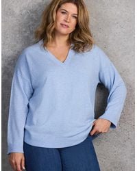 Live Unlimited London - Pale V Neck Knitted Jumper With Cashmere - Lyst