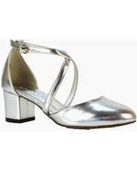 XY London - Ladies Cindy Ankle Strap Low Mid Block Heel Court Shoes - Lyst