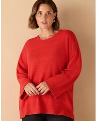Live Unlimited London - Crew Neck Contrast Stitch Knit Jumper - Lyst