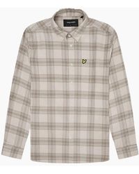 Lyle & Scott - Tonal Check Flannel Shirt Light Mist/Heritage Taupe - Lyst