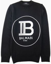 Balmain - Circle Logo Knitted Crew Neck Sweatshirt - Lyst