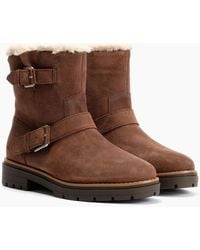 TOMS - Ionie Moto Waxy Suede Dark Boots - Lyst