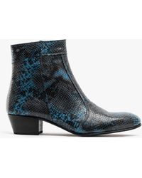 Club Cubano - Emmanuel Snakeprint Leather Cuban Heel Boots Azul - Lyst