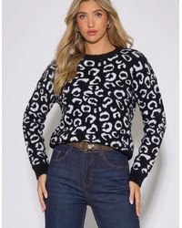 Gini London - Animal Pattern Loose Fit Knit Jumper - Lyst