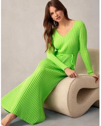 Ro&zo - Lime Wide Rib Knit V-Neck Maxi Dress - Lyst
