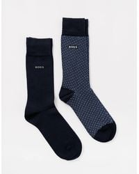 BOSS - Boss 2-Pack Regular Length Combed Cotton-Blend Minipattern Socks - Lyst