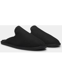 BOSS - Boss Shearling-Lined Slip-On Slippers With Logo Detail - Lyst