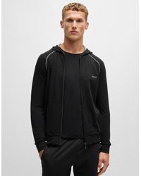 BOSS - Boss Mix&Match Stretch-Cotton Zip-Up Hoodie With Embroidered Logo - Lyst