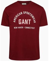 GANT - Printed Logo Text Graphic Crew Neck Short Sleeve T-Shirt - Lyst