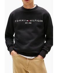 Tommy Hilfiger - Fleece Sweatshirt Embroidered Logo Pullover Crew Neck Jumper - Lyst